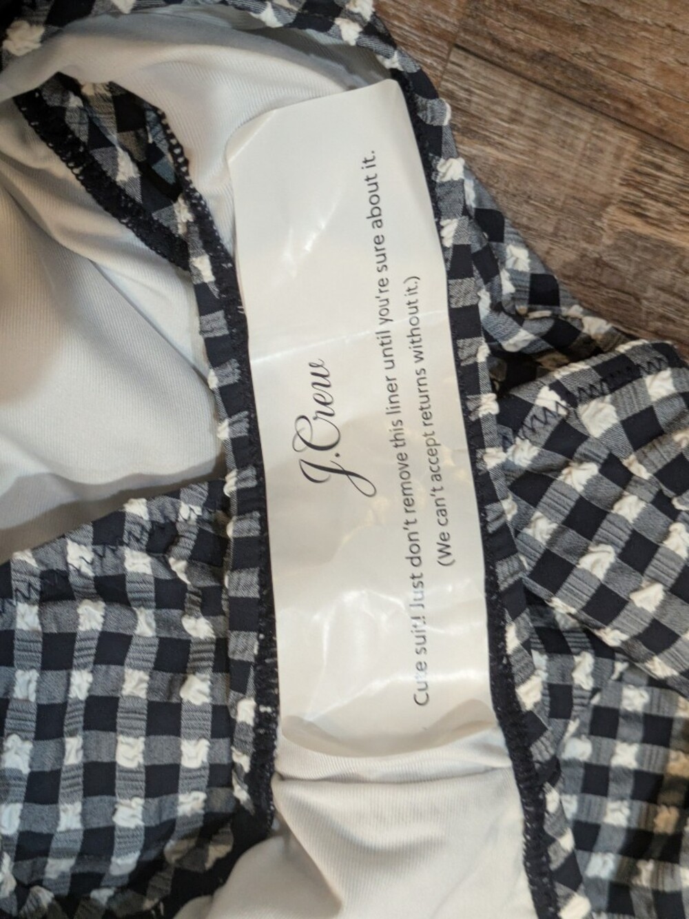 NWT J. Crew Ruched Ruffle Navy White Gingham Seersucker One-Piece Swimsuit Sz 18 - Picture 8 of 13